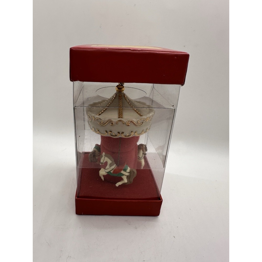NEW Lenox Carousel Boxed Christmas Ornament Porcelain Horses 2000 NOS